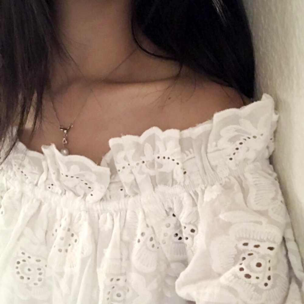 Eyelet It Slip Off-the-Shoulder Top